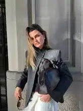Veste Femme Élégante à Col Montant et Motif à Carreaux ORIS WEAR