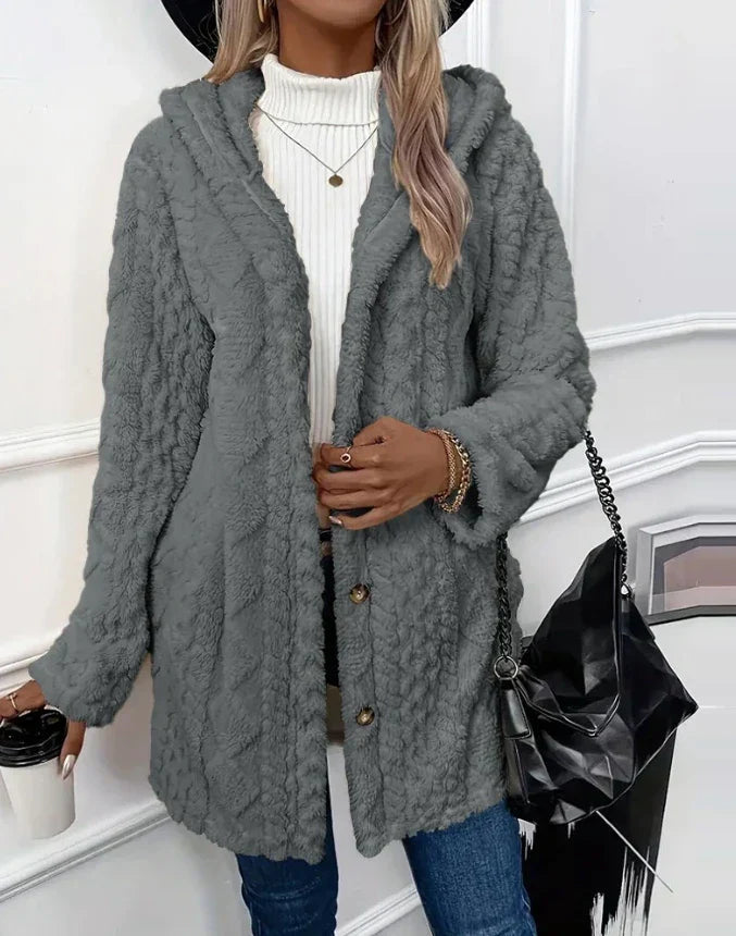 Manteau en Fleece à Capuche et Motif Argyle – Confort et Style Automnal ORIS WEAR