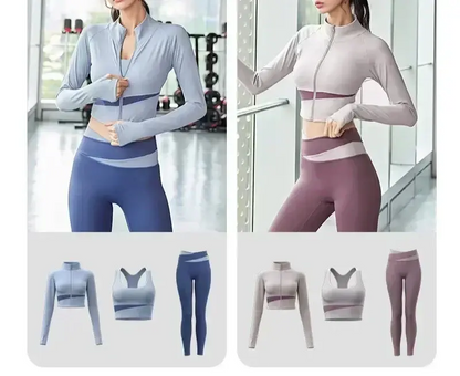 Best Ensemble 3 Pièces Patchwork – Veste, Brassière et Legging ORIS WEAR