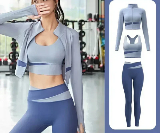 Best Ensemble 3 Pièces Patchwork – Veste, Brassière et Legging ORIS WEAR