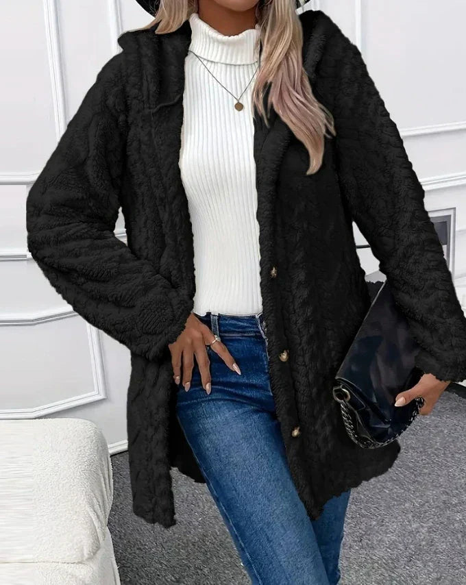 Manteau en Fleece à Capuche et Motif Argyle – Confort et Style Automnal ORIS WEAR