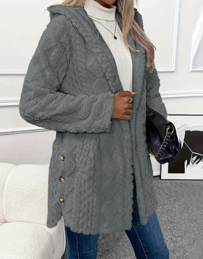 Manteau en Fleece à Capuche et Motif Argyle – Confort et Style Automnal ORIS WEAR