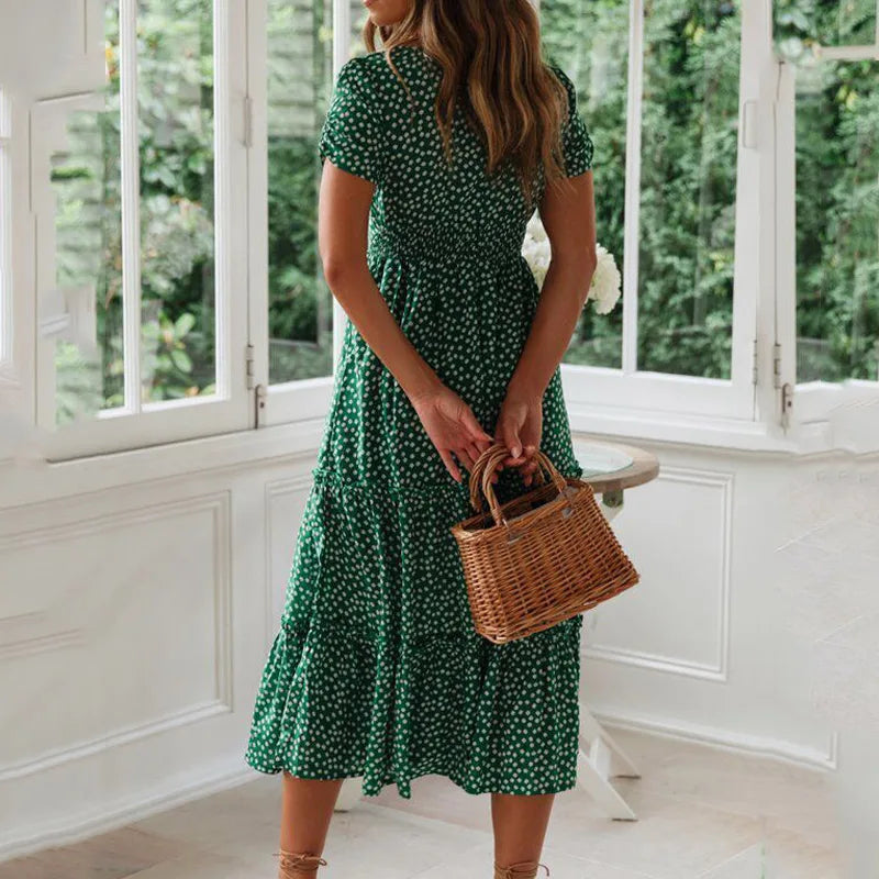 Anais | Robe longue Vintage à Manches Bouffantes & Motif Floral ORIS WEAR