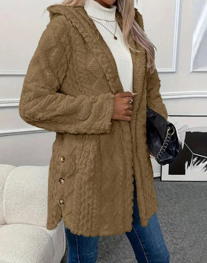 Manteau en Fleece à Capuche et Motif Argyle – Confort et Style Automnal ORIS WEAR
