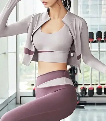 Best Ensemble 3 Pièces Patchwork – Veste, Brassière et Legging ORIS WEAR