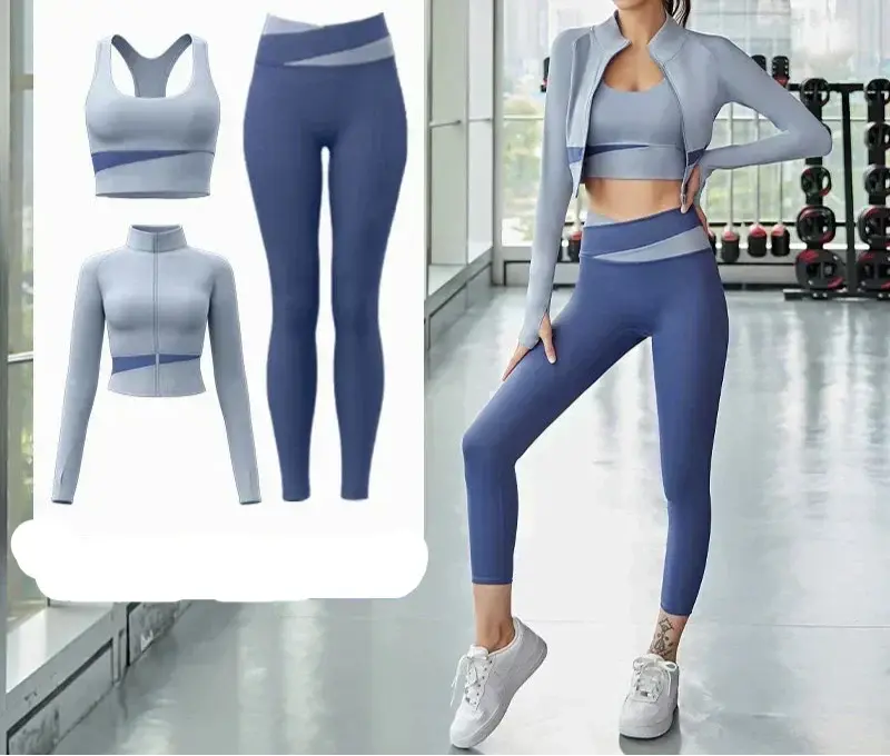 Best Ensemble 3 Pièces Patchwork – Veste, Brassière et Legging ORIS WEAR