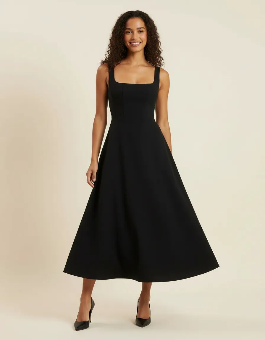 Robe longue femme fluide noir — ORIS WEAR