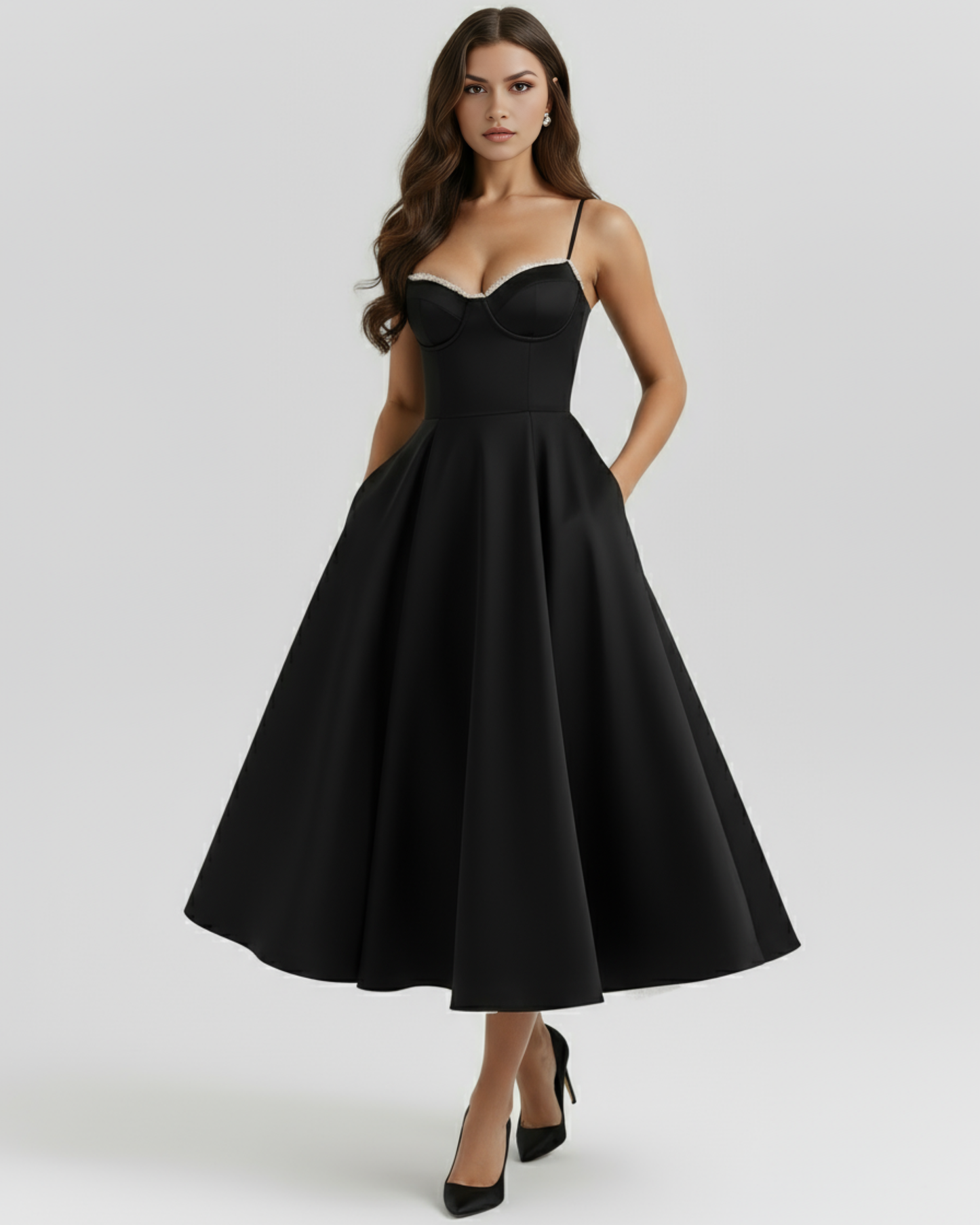 Seren | Robe Midi Élégante A Ligne Corset Invitées de Mariage Celeste London