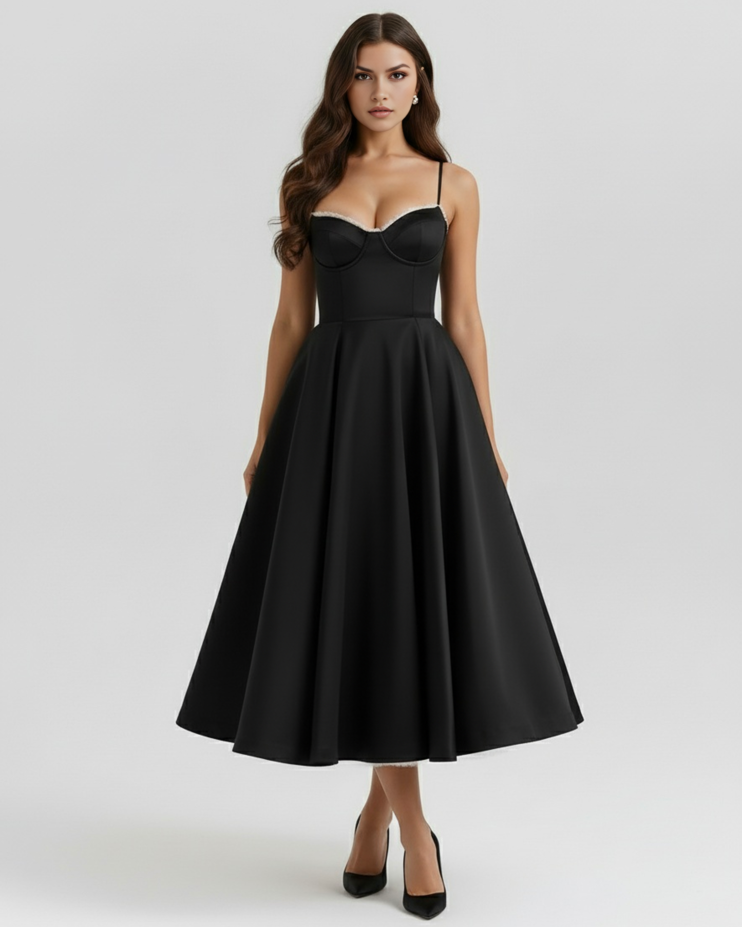 Seren | Robe Midi Élégante A Ligne Corset Invitées de Mariage Celeste London