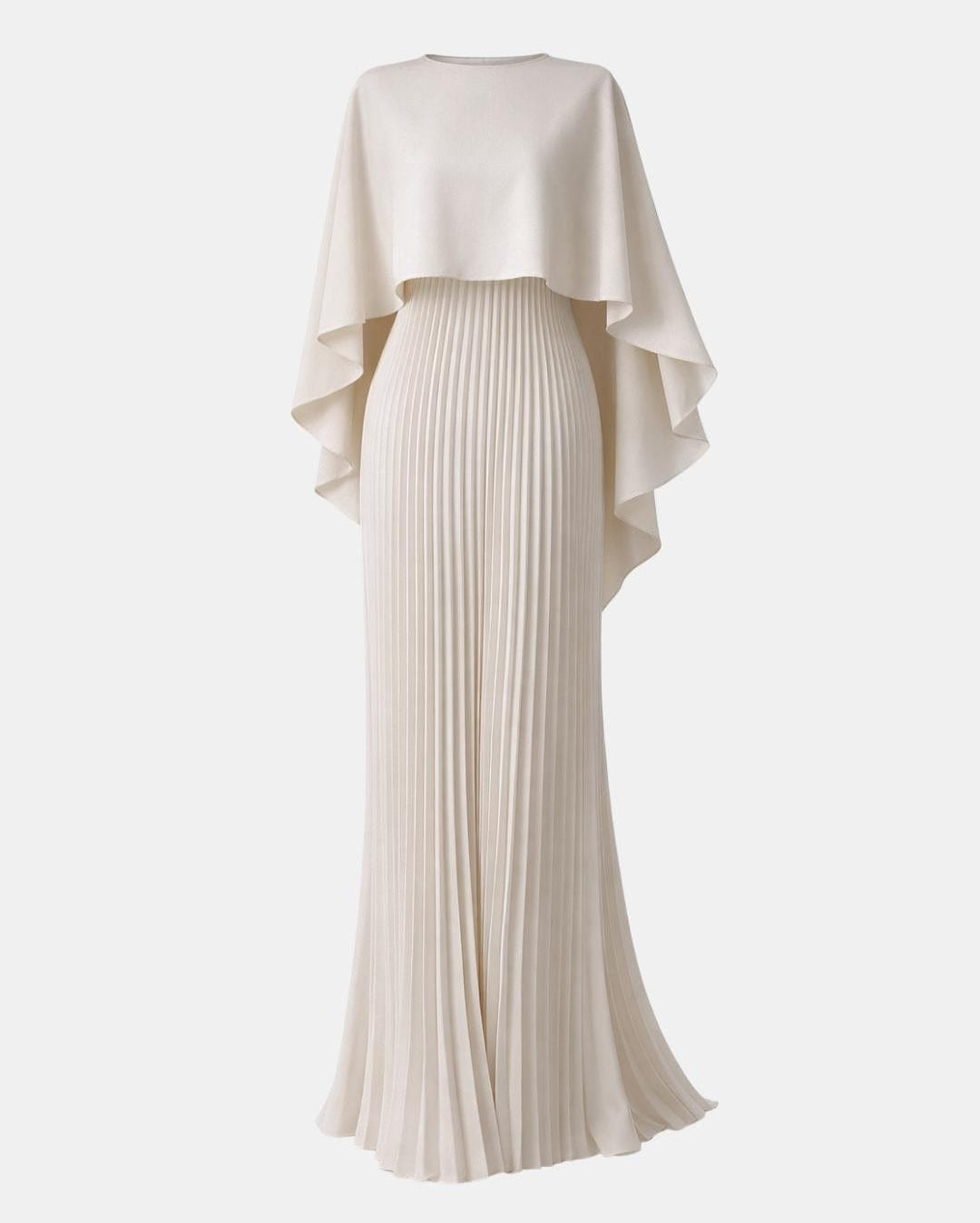 Veda – Pleated Chiffon Maxi Dress with High Neck Silhouette
