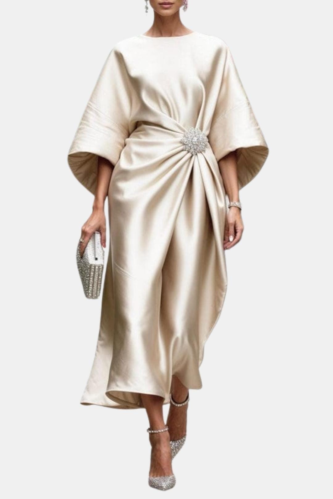 Verbera - Wide Sleeve Satin Maxi Dress