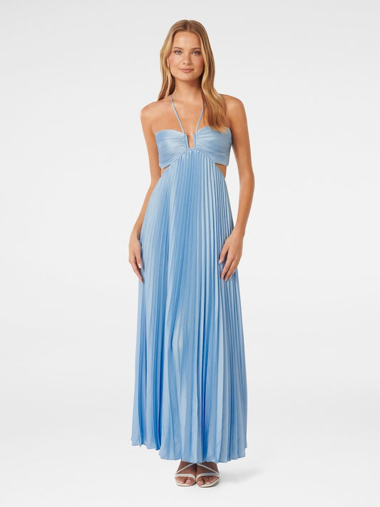 Robe longue femme bustier bleu — ORIS WEAR
