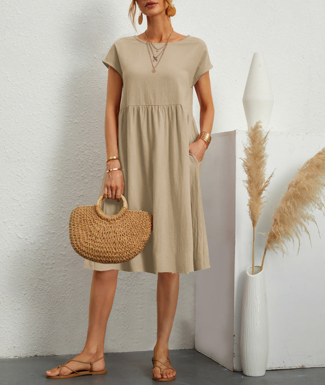 Robe en Coton à Col Rond et Jupe A-Line pour Femme ORIS WEAR