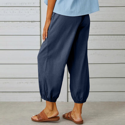 Pantalon à cordon de serrage en coton et lin ORIS WEAR