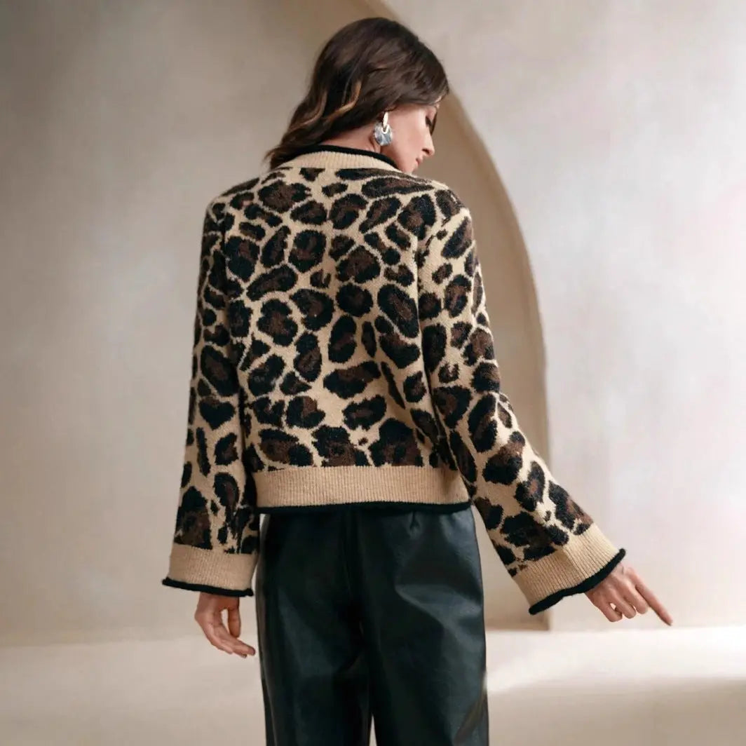 Cardigan à motif animalier – Liens ruban ultra féminin ORIS WEAR