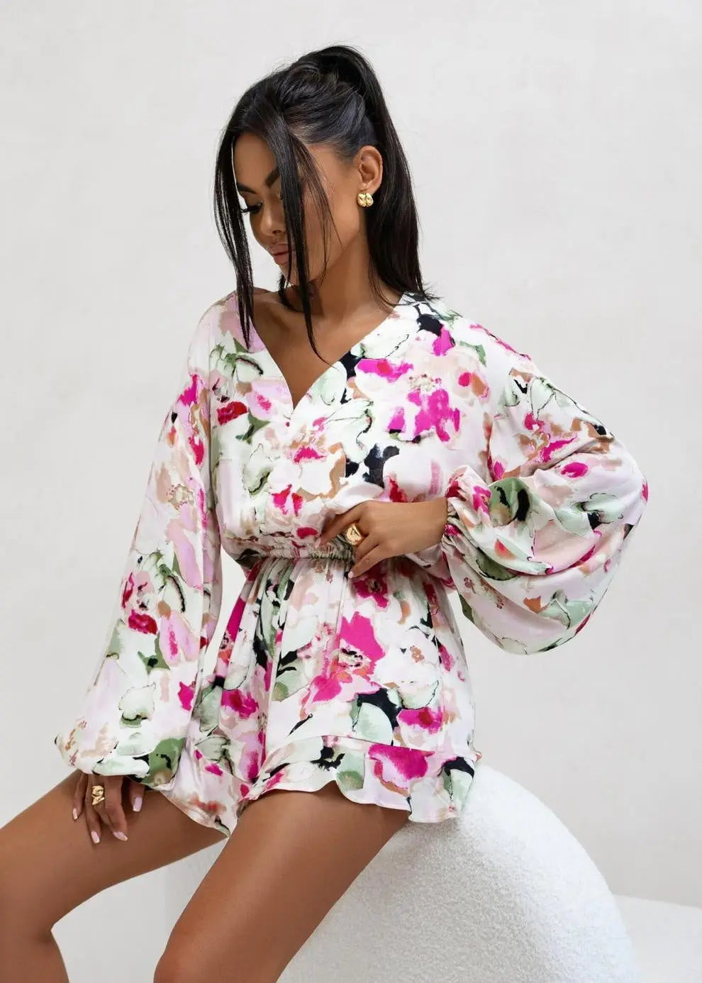 Jumpsuit imprimé col V manches longues ORIS WEAR