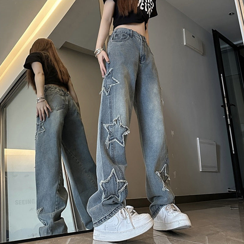Jean large ample brodé à jambe droite ORIS WEAR