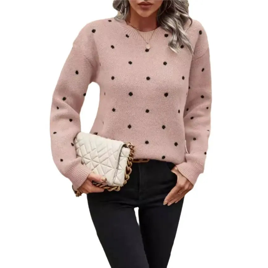 Pull Jacquard à Pois avec Col Rond Élégant ORIS WEAR