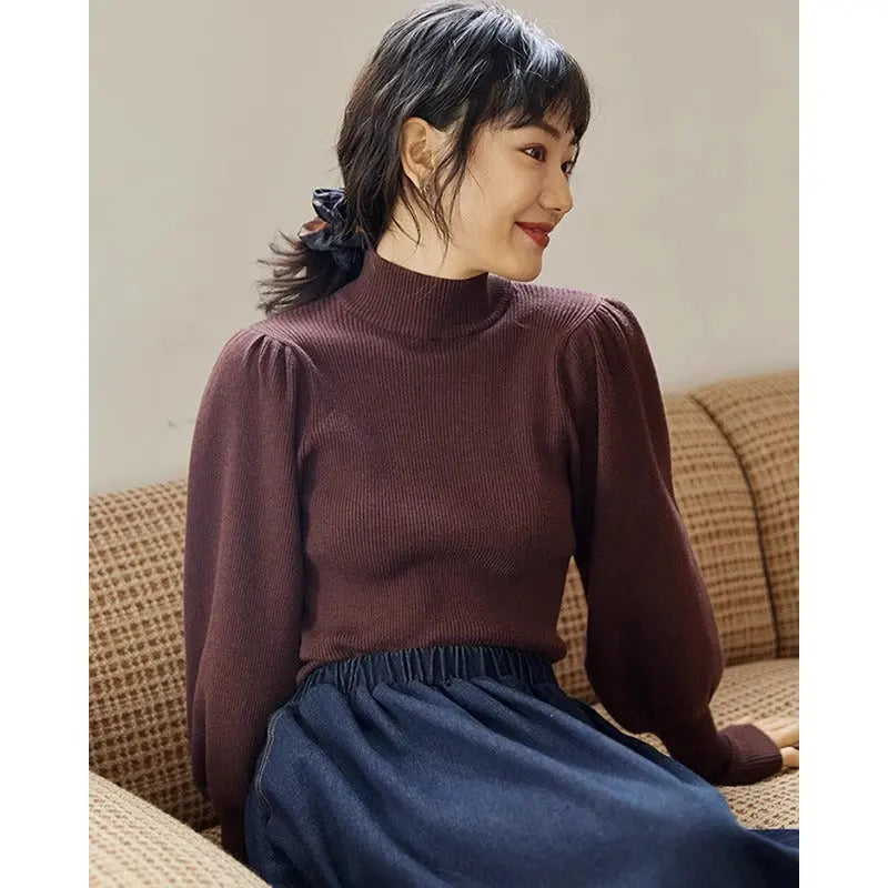 Haut Femme basic à Manches Bouffantes et Col Montant ORIS WEAR