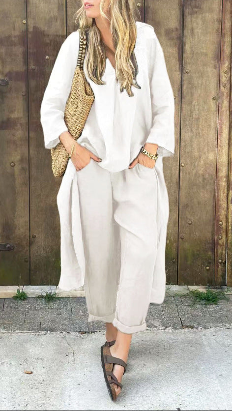 Liberté Douce – Ensemble Col V à la Coupe Ample & Teinte Épurée ORIS WEAR