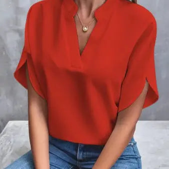 Blouse Fluide en Chiffon à Col V ORIS WEAR