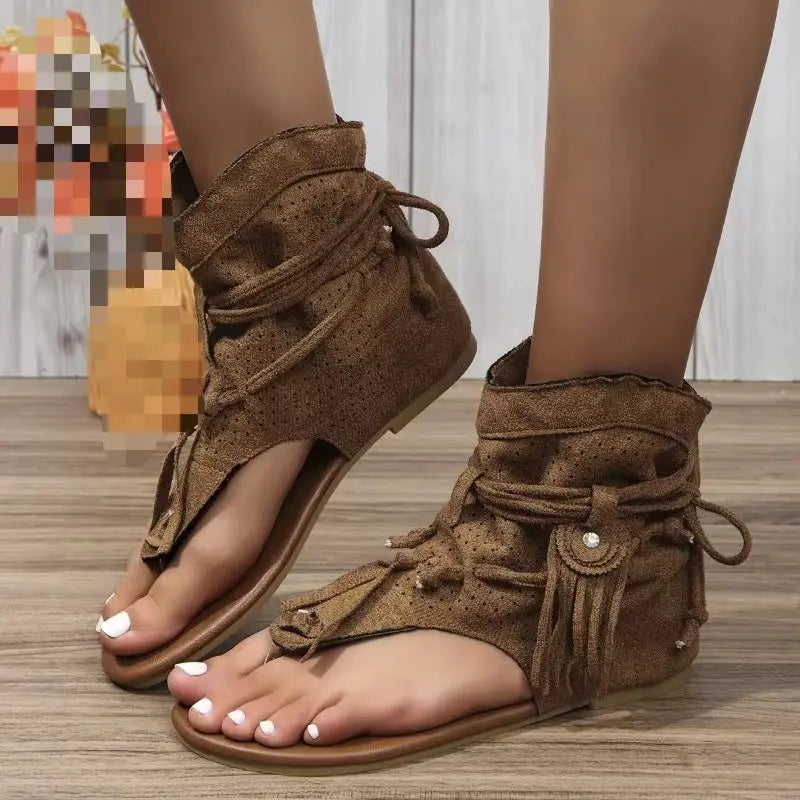 Sandales bohèmes montantes à franges ORIS WEAR