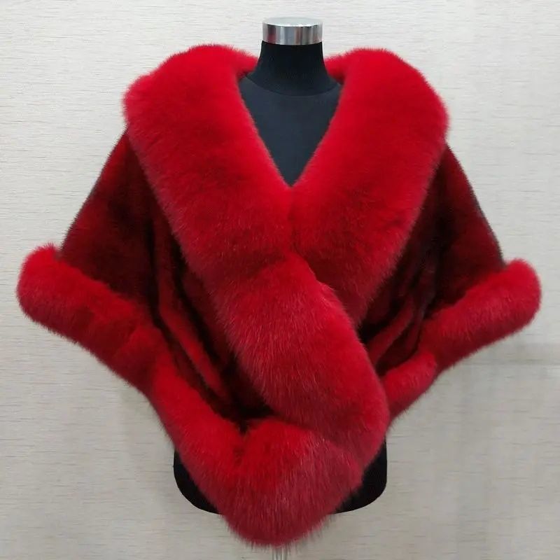 Cape châle femme en fausse fourrure effet vison & renard ORIS WEAR