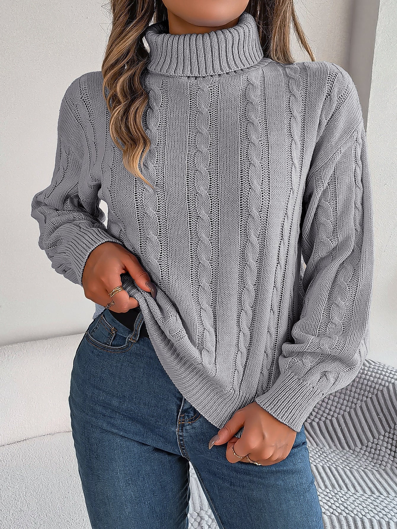 Pull col roulé uni à manches longues – Élégance et confort ORIS WEAR