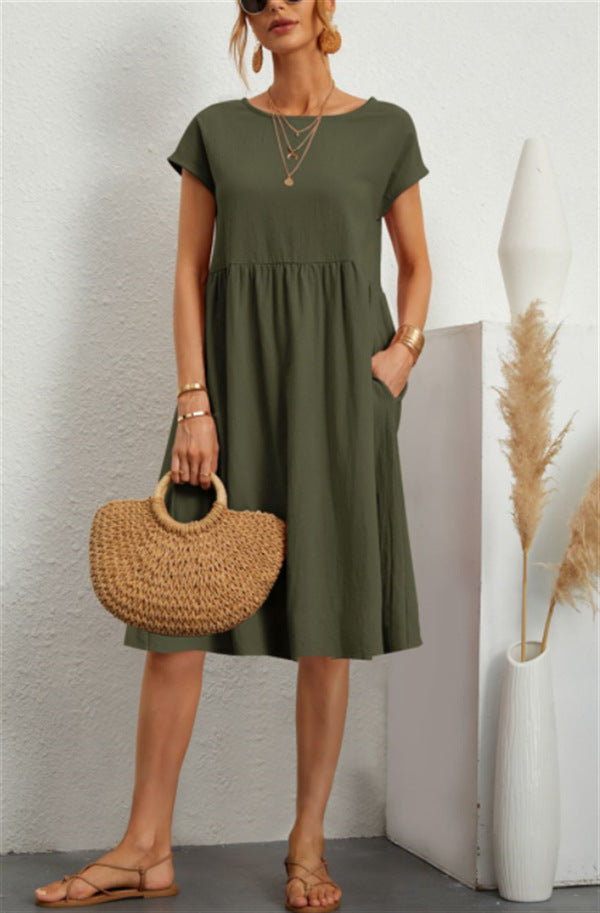 Robe en Coton à Col Rond et Jupe A-Line pour Femme ORIS WEAR