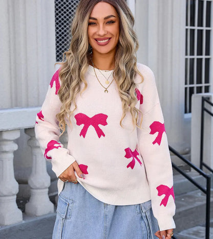 Sweater Bow Print Roundneck ORIS WEAR