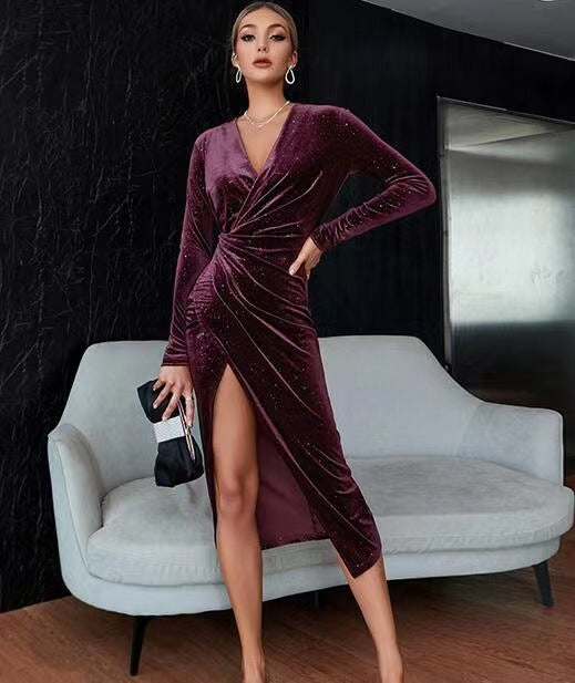 Robe Soirée Velours Asymétrique ORIS WEAR