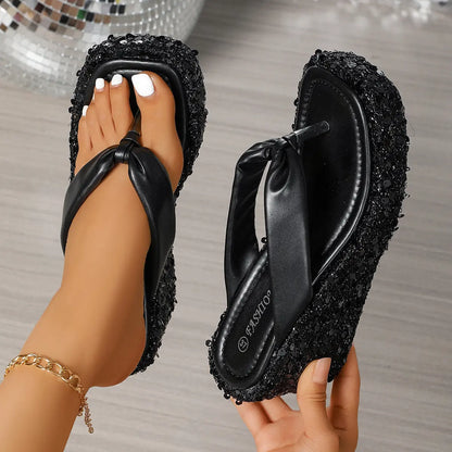Sandales compensées brillantes femme été ORIS WEAR