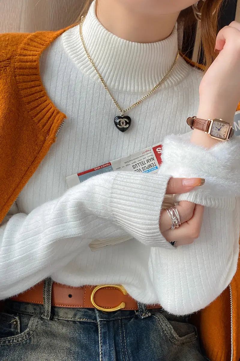 Pull court côtelé – Col montant et bande duveteuse tendance ORIS WEAR