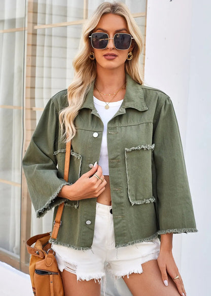 Veste femme fluide vert armée — ORIS WEAR