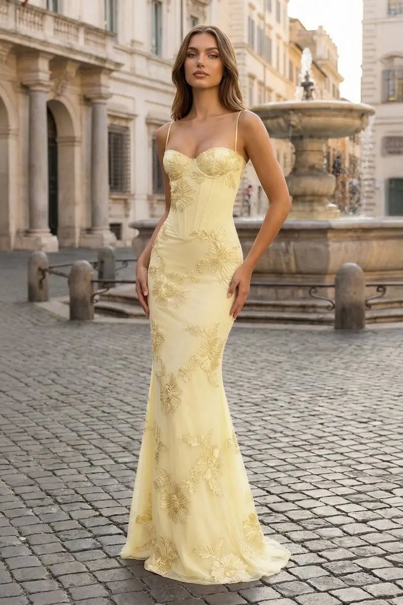 Robe longue femme fleurie jaune — ORIS WEAR