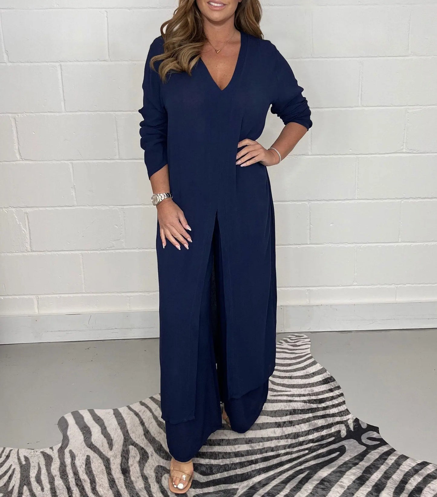 Robe courte femme fluide bleu foncé — ORIS WEAR