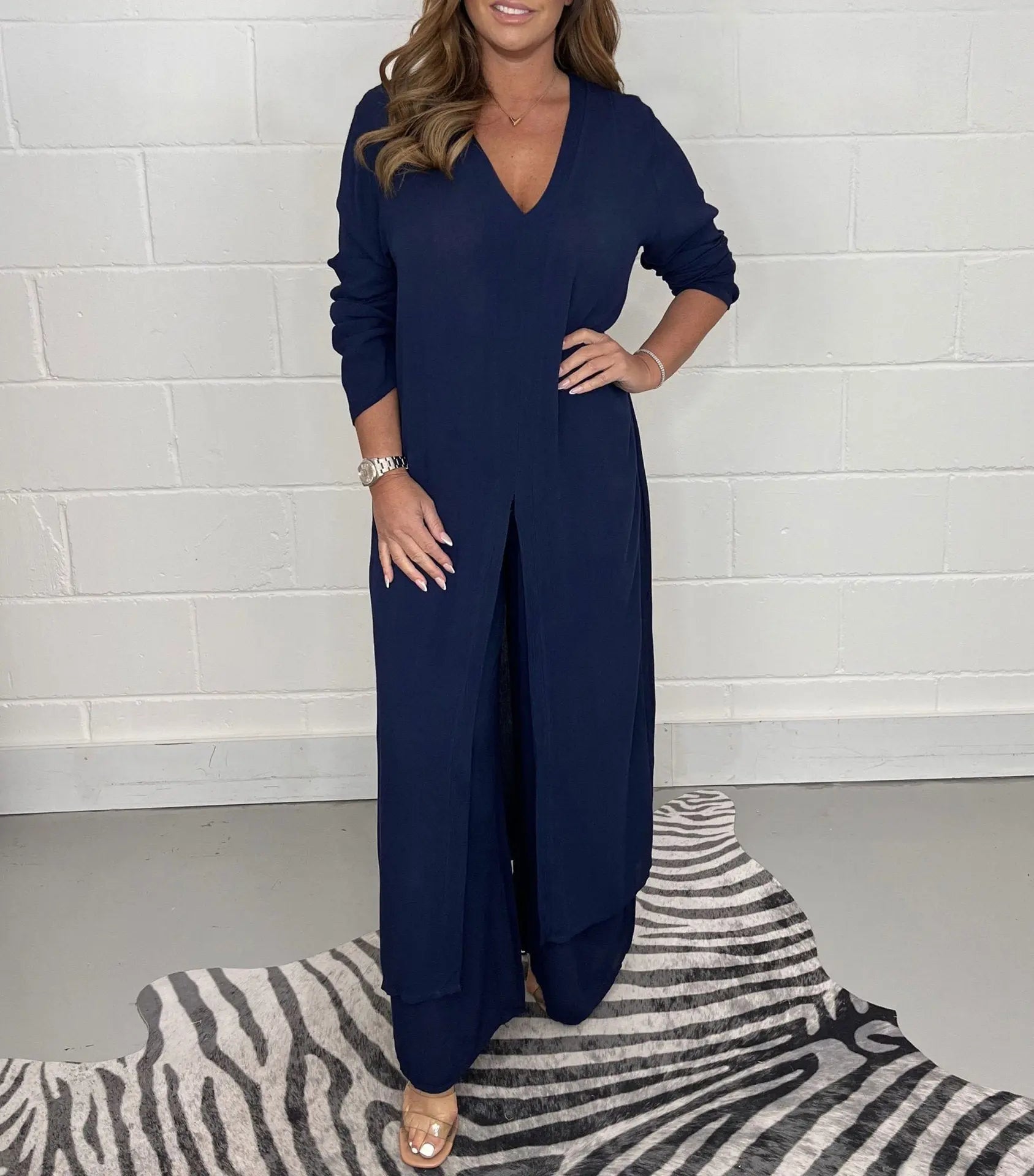Robe courte femme fluide bleu foncé — ORIS WEAR