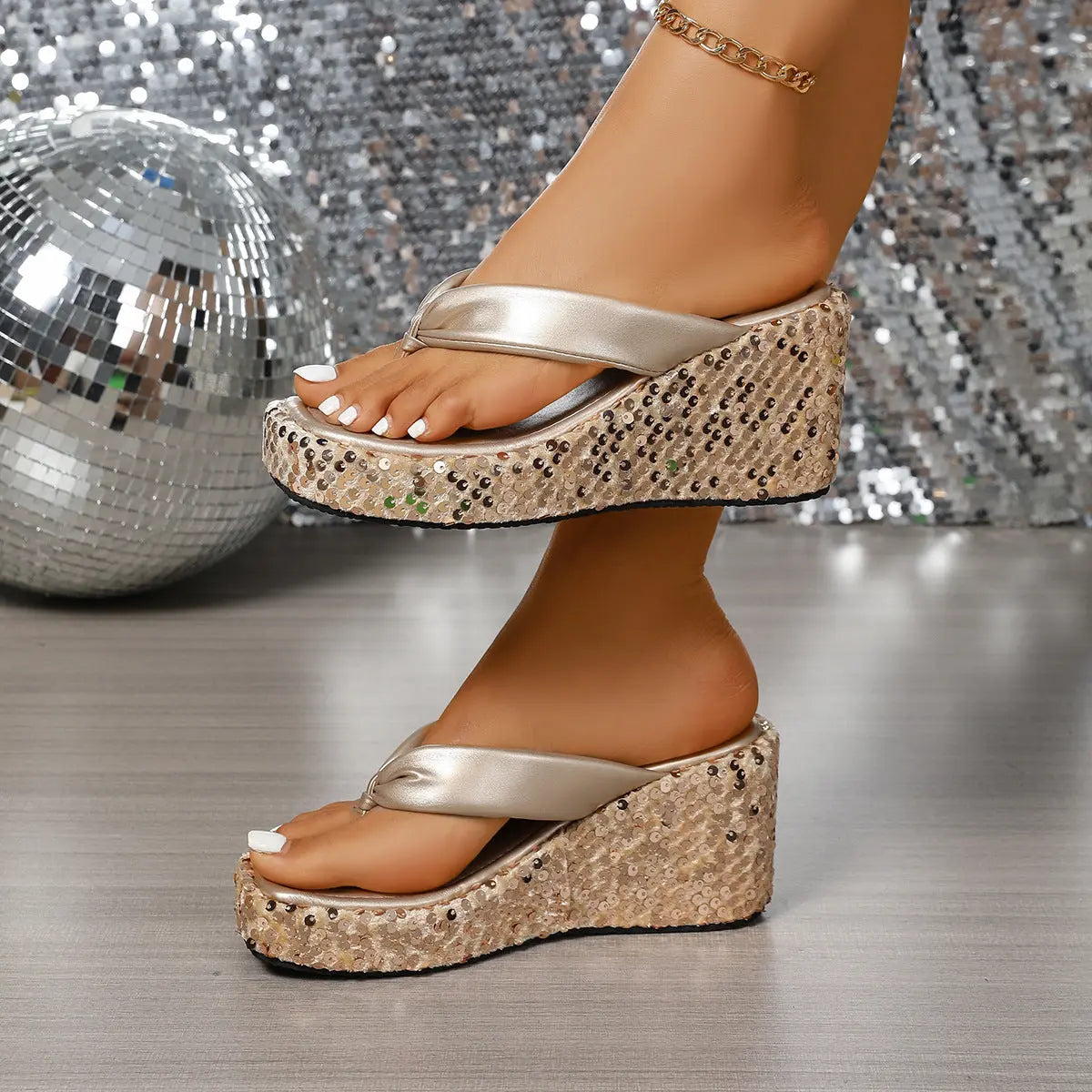 Sandales compensées brillantes femme été ORIS WEAR