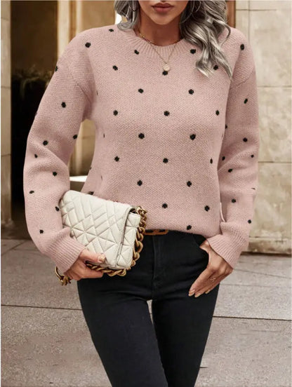 Pull Jacquard à Pois avec Col Rond Élégant ORIS WEAR