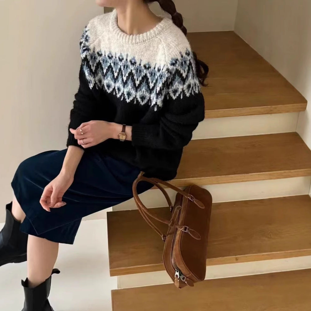 Retro Jacquard Knit Sweater ORIS WEAR