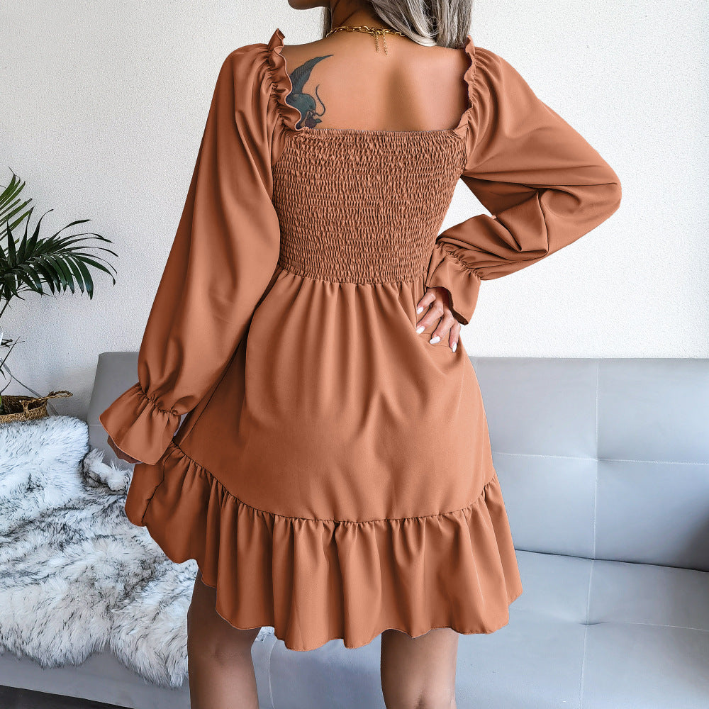 Robe évasée à manches longues et col carré ORIS WEAR