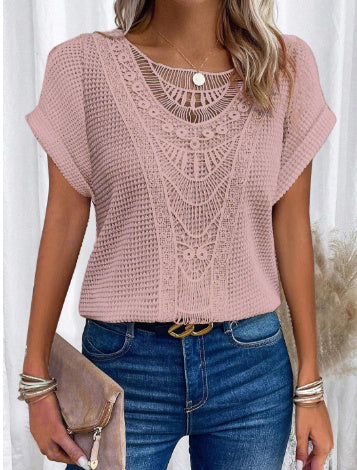 Pull  à manches courtes ajouré, style ethnique ORIS WEAR