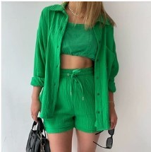 Look Printanier Décontracté – Ensemble Chemise & Short Taille Haute ORIS WEAR