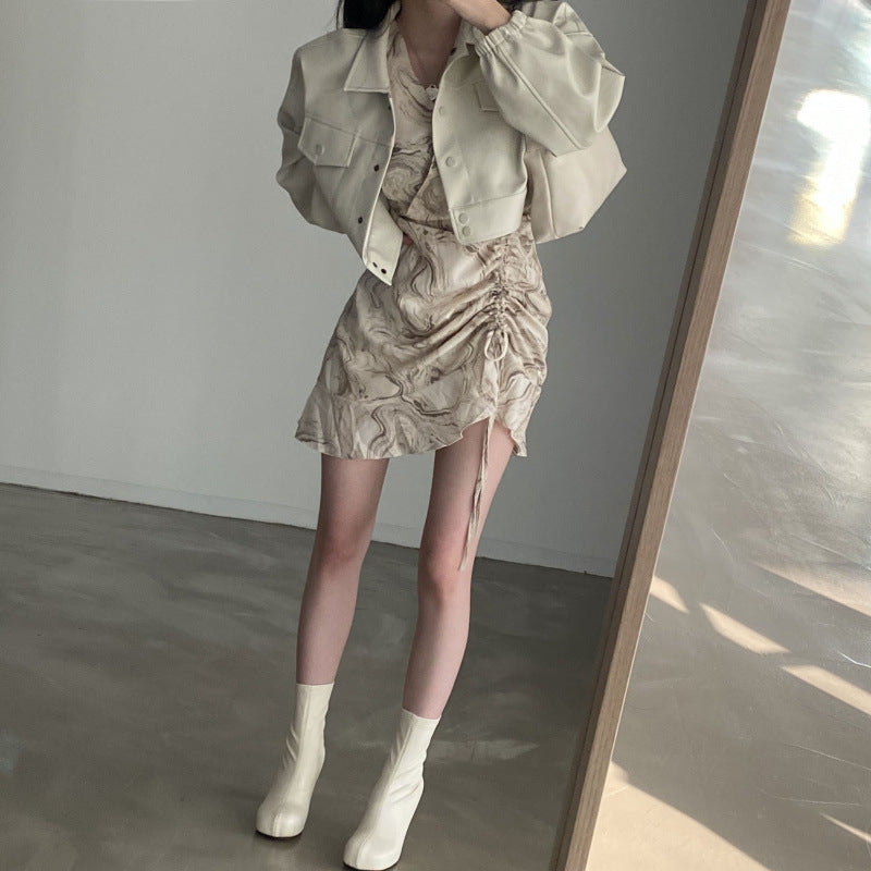 Manteau en Cuir Chic à Col Revers et Poches ORIS WEAR