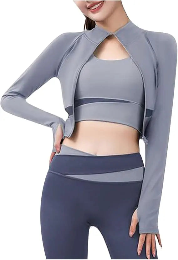 Best Ensemble 3 Pièces Patchwork – Veste, Brassière et Legging ORIS WEAR