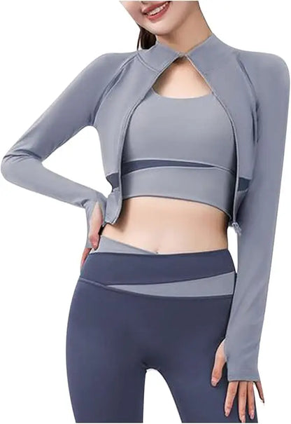 Best Ensemble 3 Pièces Patchwork – Veste, Brassière et Legging ORIS WEAR