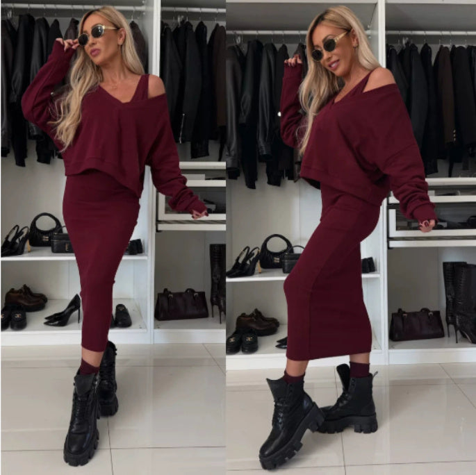 Two-piece set with sweater & midi dress ORIS WEAR