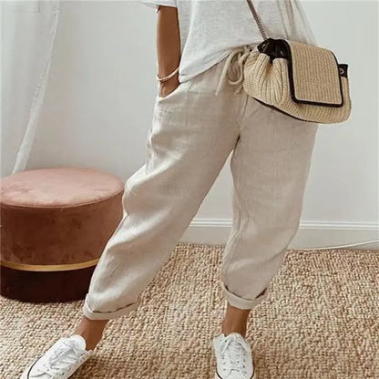 Pantalon Décontracté en Coton et Lin pour Femme ORIS WEAR
