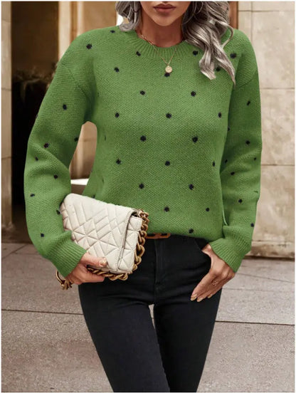 Pull Jacquard à Pois avec Col Rond Élégant ORIS WEAR