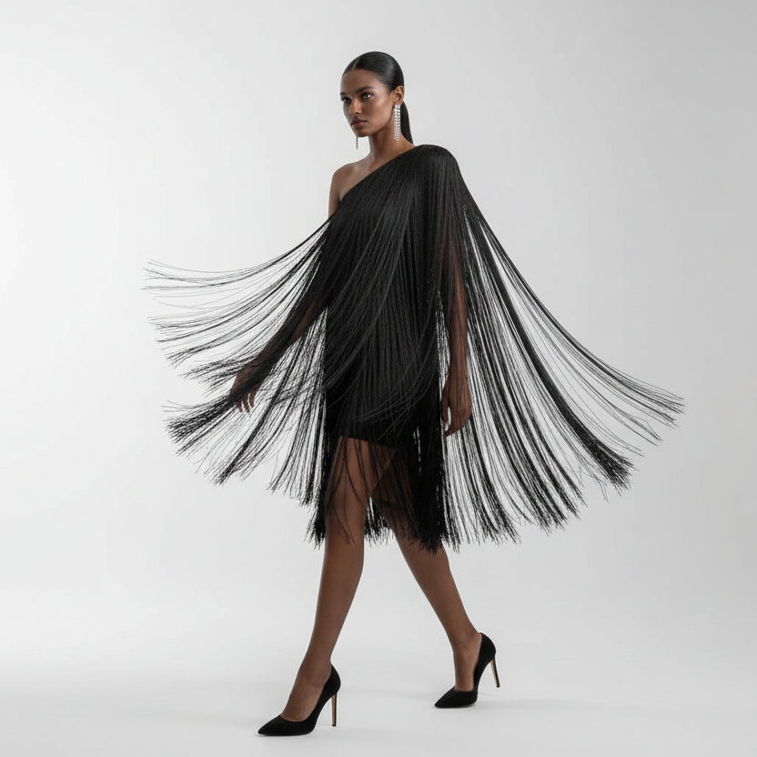 Robe de soirée à franges élégante et fluide ORIS WEAR